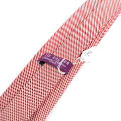 Red & White Houndstooth Wide Silk Tie 9cm