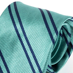 Teal Striped Wide Silk Tie 9cm