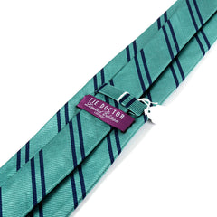 Teal Striped Wide Silk Tie 9cm