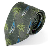 Blue & Green Sailboat Wide Silk Tie 9cm