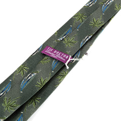 Blue & Green Sailboat Wide Silk Tie 9cm