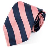 Pink & Blue Thick Striped Wide Silk Tie