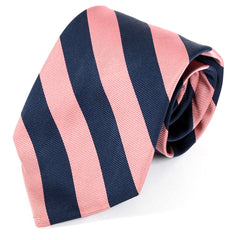 Pink & Blue Thick Striped Wide Silk Tie