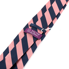 Pink & Blue Thick Striped Wide Silk Tie