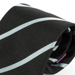 Black and Light Blue Striped Silk Tie 9.5cm