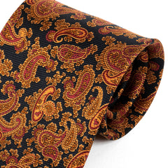 Navy Blue & Purple Paisley Wide Silk Tie 9cm