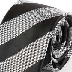 Black & Grey Monochrome Striped Tie 7cm