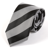 Black & Grey Monochrome Striped Tie 7cm