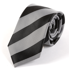 Black & Grey Monochrome Striped Tie 7cm