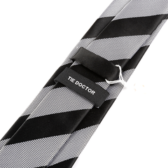 Black & Grey Monochrome Striped Tie 7cm