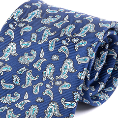 Blue Paisley Mayfair Swirl Silk Tie 8.5cm