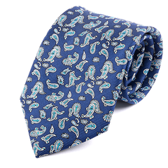 Blue Paisley Mayfair Swirl Silk Tie 8.5cm