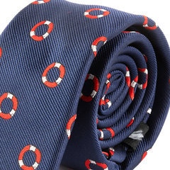 Blue Lifebuoy Motif Tie 6cm