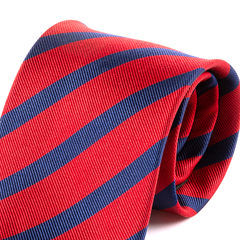 Red & Navy Blue Striped Silk Tie 8cm