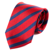 Red & Navy Blue Striped Silk Tie 8cm