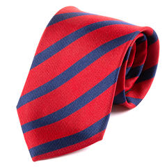 Red & Navy Blue Striped Silk Tie 8cm