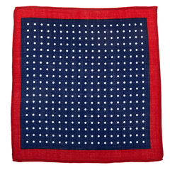 Dark Blue & Red Dot Wool Pocket Square 26cm