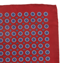 Red Spaced Medallion IMS Pocket Square 33cm