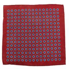 Red Spaced Medallion IMS Pocket Square 33cm