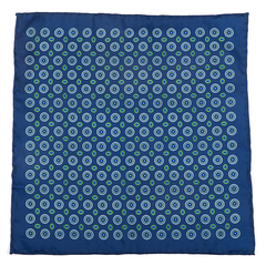 Blue Spaced Medallion IMS Pocket Square 33cm