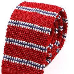 Red Stripe Silk Knitted Tie - Tie Doctor