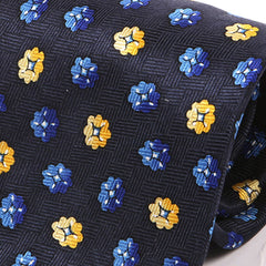 Navy Blue Dollis Floral Wide Silk Tie 9cm - Tie Doctor