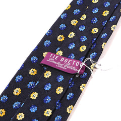Navy Blue Dollis Floral Wide Silk Tie 9cm - Tie Doctor