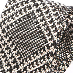 Black Houndstooth Silk Knitted Tie - Tie Doctor