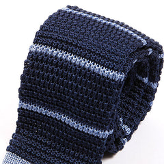 Blue Stripe Silk Knitted Tie - Tie Doctor