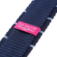 Blue Stripe Silk Knitted Tie - Tie Doctor