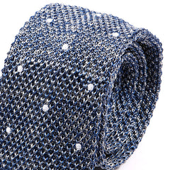 Denim Blue Polka Dot Silk Knitted Tie - Tie Doctor