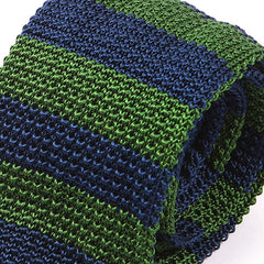 Dexter Green & Blue Striped Silk Knitted Tie 6cm - Tie Doctor