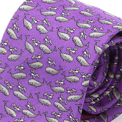 Purple Whale Print Silk Tie 7.5cm - Tie Doctor