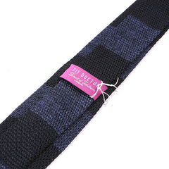 Blue Duo Block Silk Pointed Knitted Tie - Tie Doctor