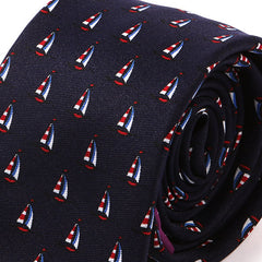 Blue Sailboat Slim Silk Tie 6.5cm - Tie Doctor