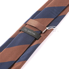 Navy Blue & Brown Thick Stripe Tie 7.5cm - Tie Doctor