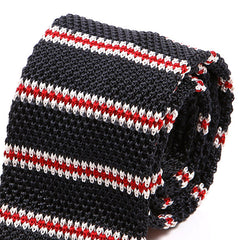 Navy Blue And Red Striped IV Silk Knitted Tie - Tie Doctor