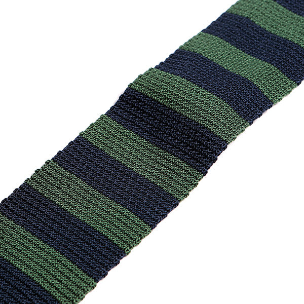 Green Wide Silk Tie Knitted Stripe 6.5cm - Tie Doctor  