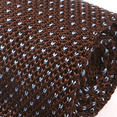 Brown Silk Pointed Knitted Tie with Heart Detail 7cm - Tie Doctor
