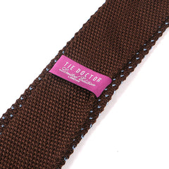 Brown Silk Pointed Knitted Tie with Heart Detail 7cm - Tie Doctor
