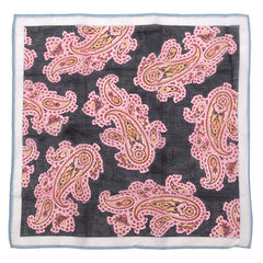 Navy Large Detailed Paisley Pocket Square - Tie Doctor