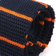 Blue & Orange Stripe Silk Knitted Tie 6cm - Tie Doctor