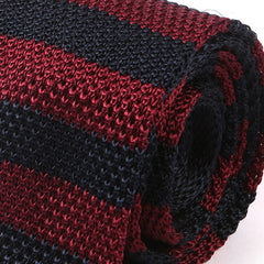 Navy Blue & Burgundy Silk Knitted Tie - Tie Doctor