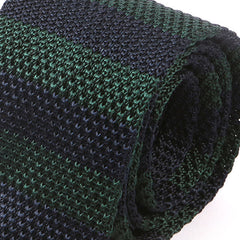 Green & Navy Blue Silk Knitted Tie - Tie Doctor