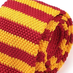 Red & Yellow Striped Knitted Tie - Tie Doctor