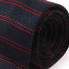 Silk Striped Navy Blue & Red Knitted Tie 6cm - Tie Doctor
