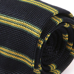 Silk Striped Navy Blue & Yellow Knitted Tie 6cm - Tie Doctor
