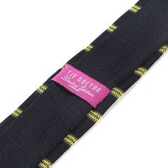 Silk Striped Navy Blue & Yellow Knitted Tie 6cm - Tie Doctor