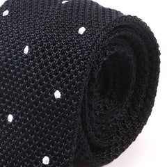 Navy Polka Dot Pointed Silk Knitted Tie - Tie Doctor