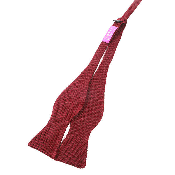 Dark Red Self-Tie Silk Knitted Bow Tie - Tie Doctor